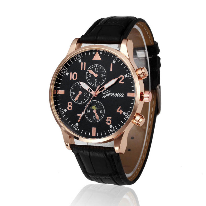 Leather Design Retro Leather Band Luxury Men Business Watch
