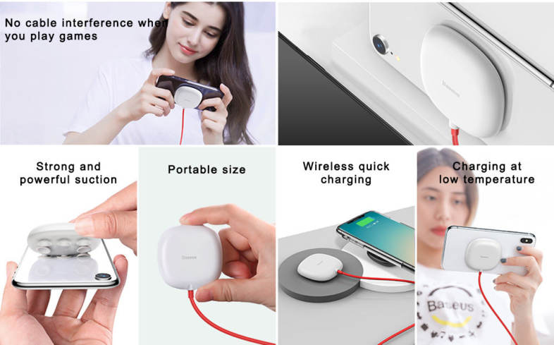 Baseus Suction Cup Wireless Charger Portable Silicone 10W