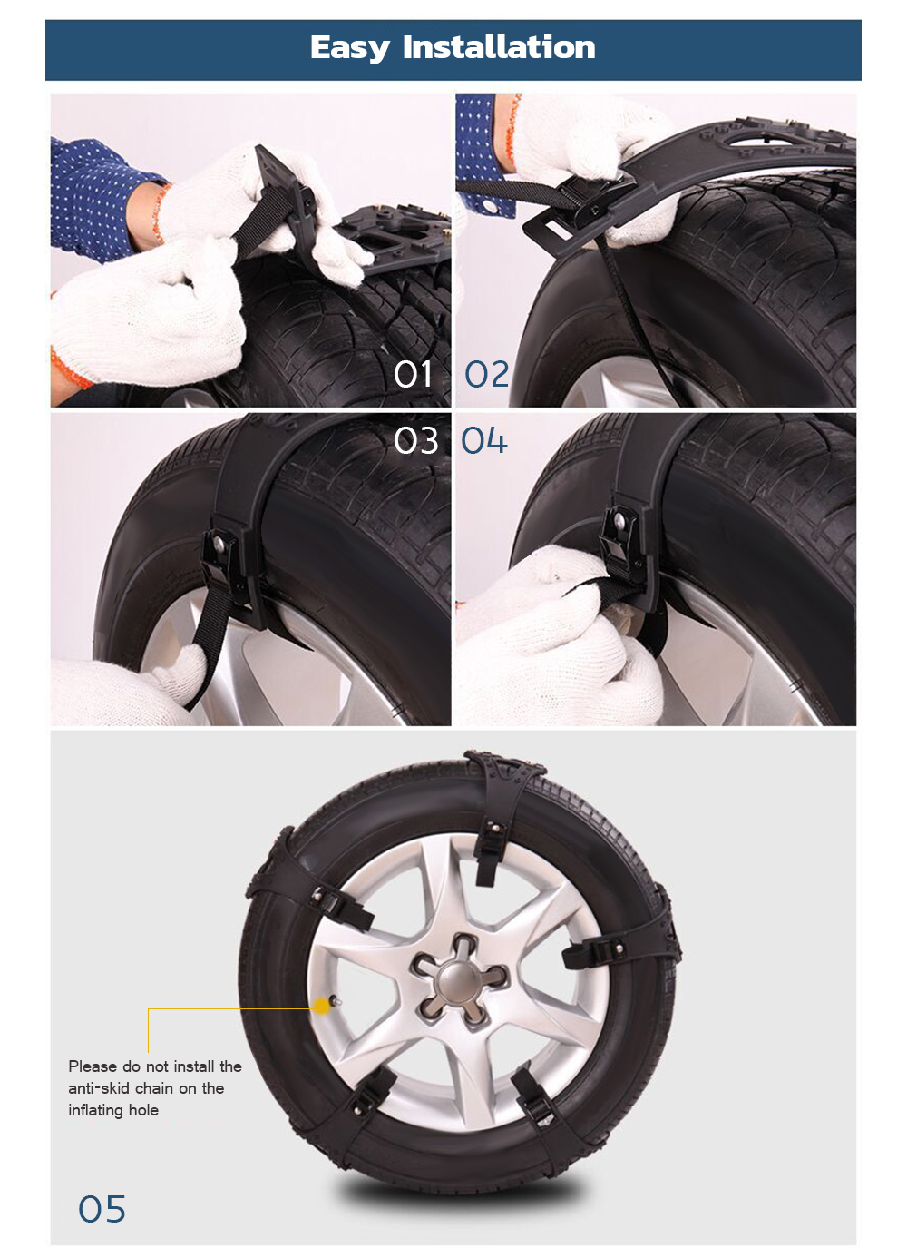 8PCS Universal Winter Car Tire Anti-skid Snow Chains for Truck SUV