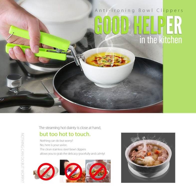 Stainless Steel Anti-hot Bowl Clippers for Container / Barbecue Frame