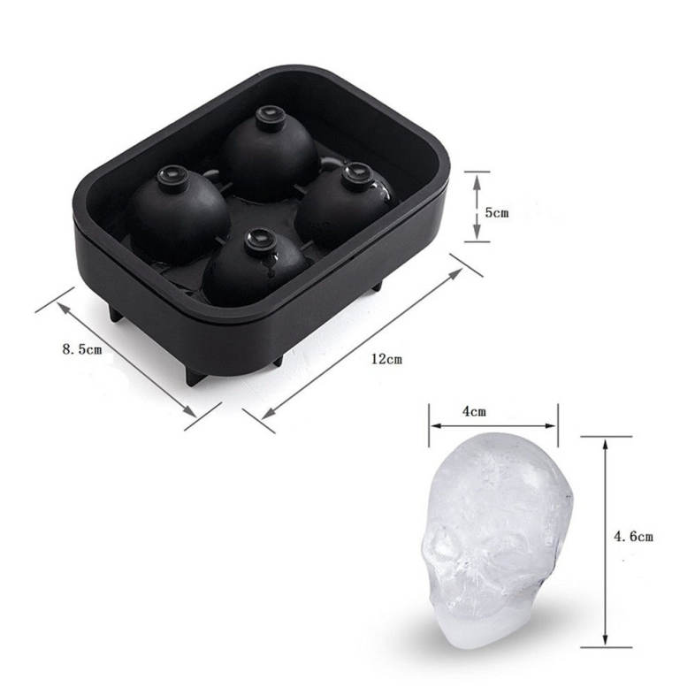 3D Skull Silicone Mold Cool Ice Cube Tray Maker Home Kitchen DIY Mould Tools