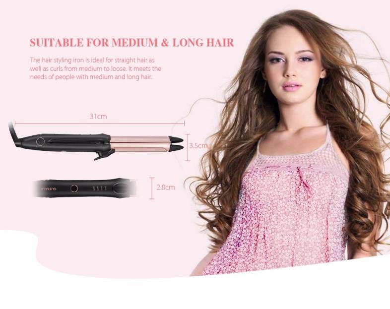 Gustala EPS868 Professional Fast Heating 2-in-1 Hair Straightener Curler Work Dating Salon Styling Tool