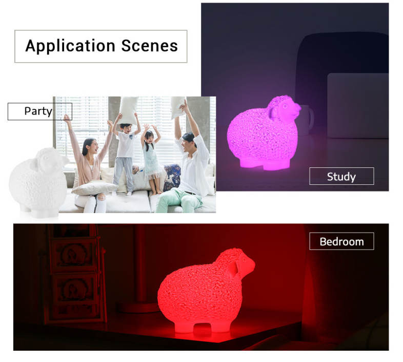 3D Printing Sheep Light Night Lamp Remote Control for Bedroom