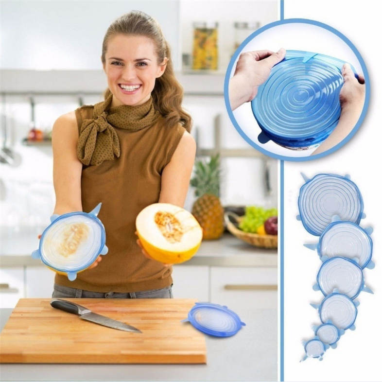 6PCS Universal Silicone Food Wrap Lid-Bowl