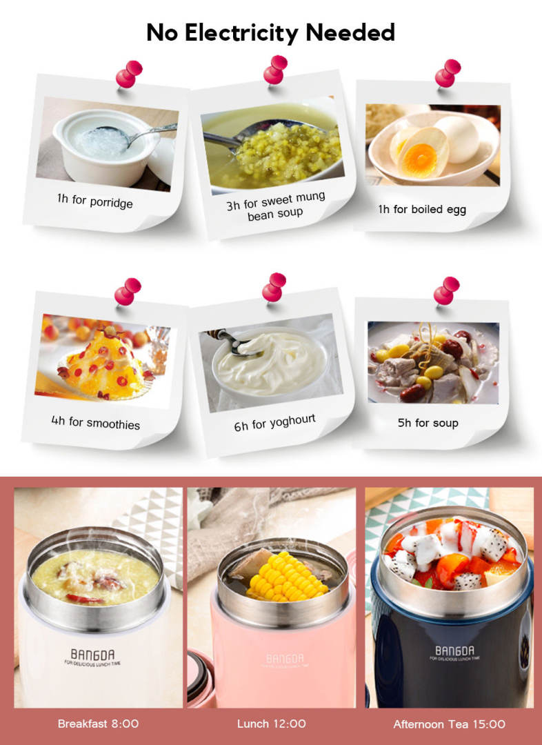 Student Food Soup Vacuum Thermos Stainless Steel Lunch Jar 650ml