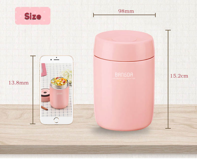 Student Food Soup Vacuum Thermos Stainless Steel Lunch Jar 650ml