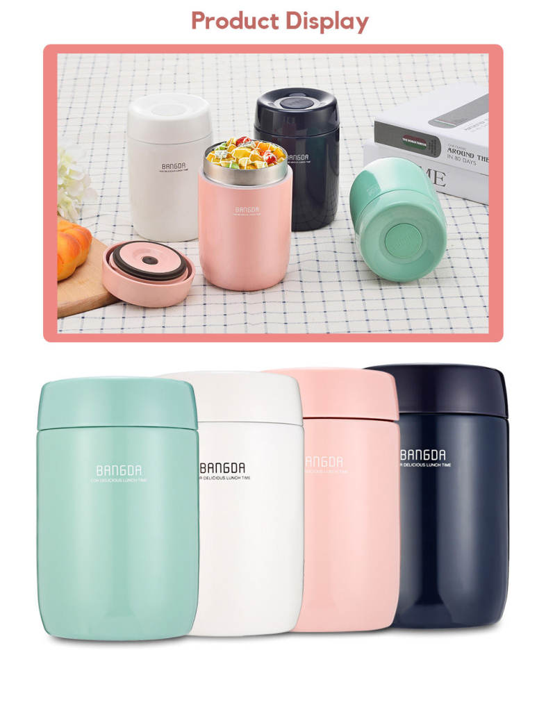 Student Food Soup Vacuum Thermos Stainless Steel Lunch Jar 650ml