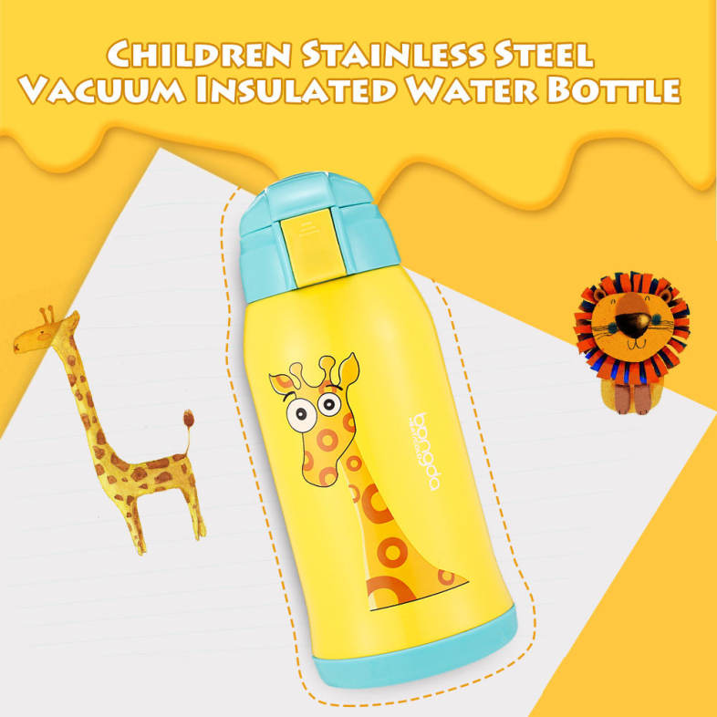 DA22 - C60 Children Stainless Steel Vacuum Cup With Straw 2 Caps 600ml