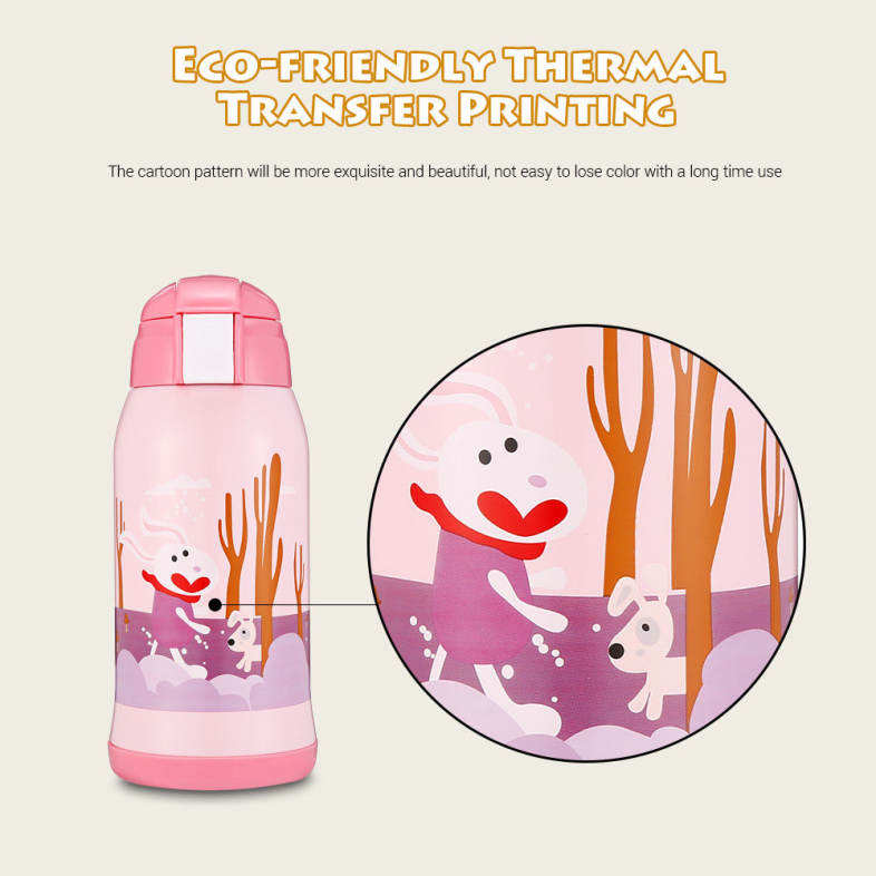 DA22 - C60 Children Stainless Steel Vacuum Cup With Straw 2 Caps 600ml