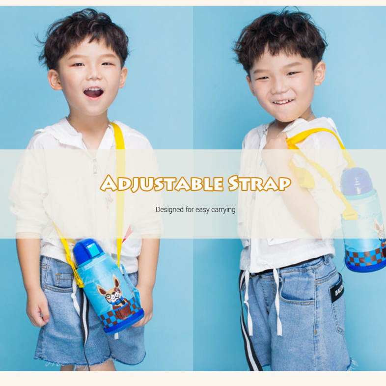 DA22 - C60 Children Stainless Steel Vacuum Cup With Straw 2 Caps 600ml