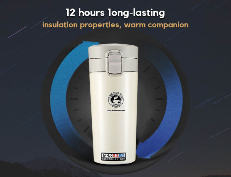 Portable Stainless Steel Student Insulated Vacuum Coffee Bottle 370ml Hand Cup