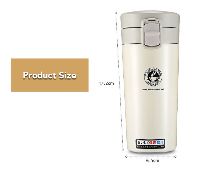 Portable Stainless Steel Student Insulated Vacuum Coffee Bottle 370ml Hand Cup