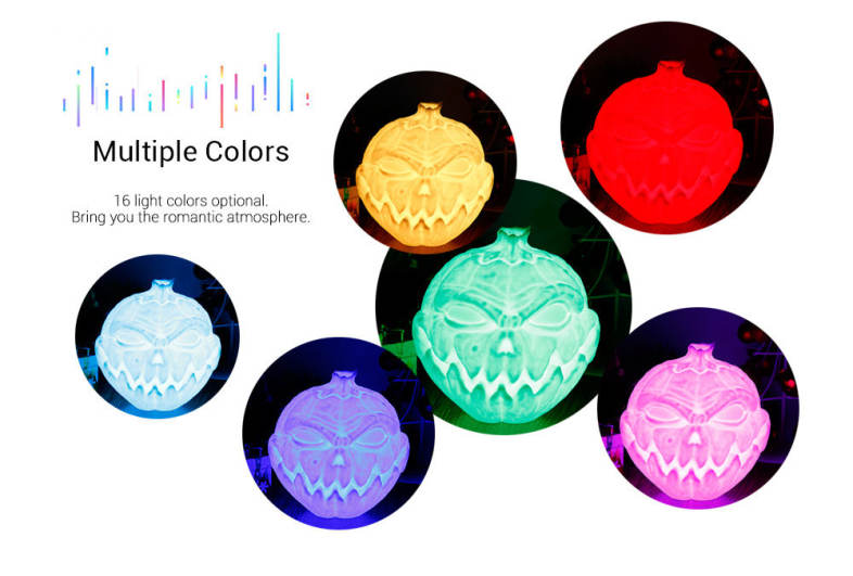 3D Printing Devil Pumpkin Face Lamp Night Light Remote Control 