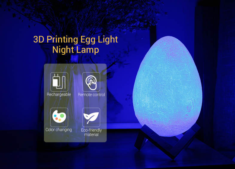 3D Printing Egg Lamp Night Light Remote Control for Bedroom