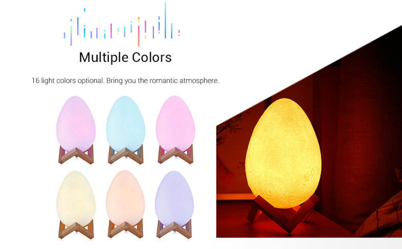 3D Printing Egg Lamp Night Light Remote Control for Bedroom