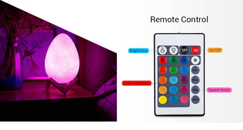 3D Printing Egg Lamp Night Light Remote Control for Bedroom