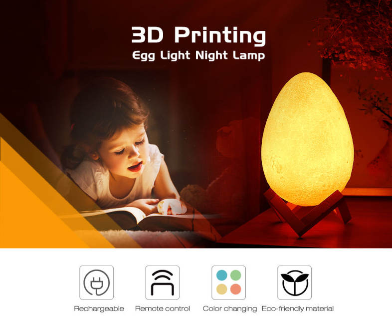 3D Printing Egg Light Night Lamp Remote Control for Bedroom