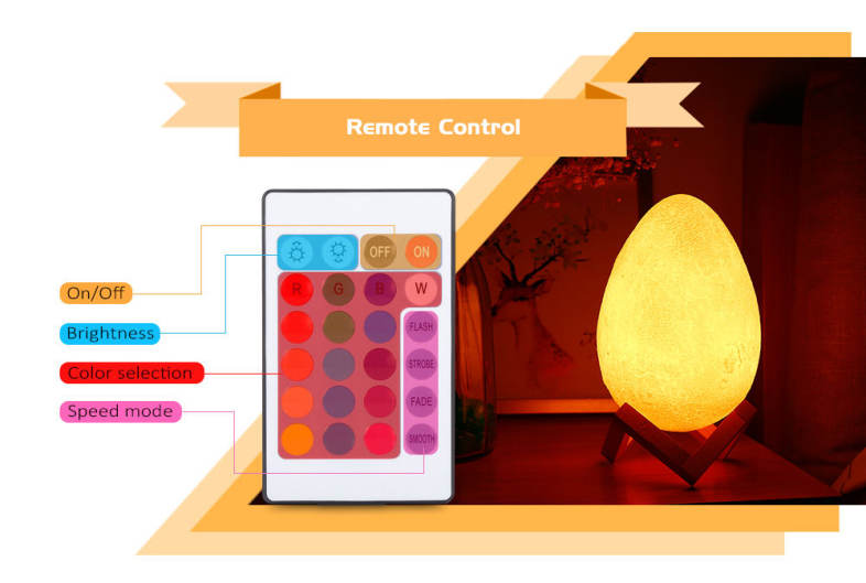 3D Printing Egg Light Night Lamp Remote Control for Bedroom