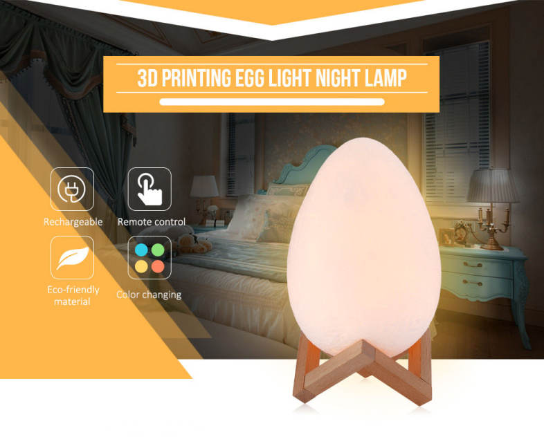 3D Printing Egg Light Romantic Night Lamp Remote Control for Bedroom