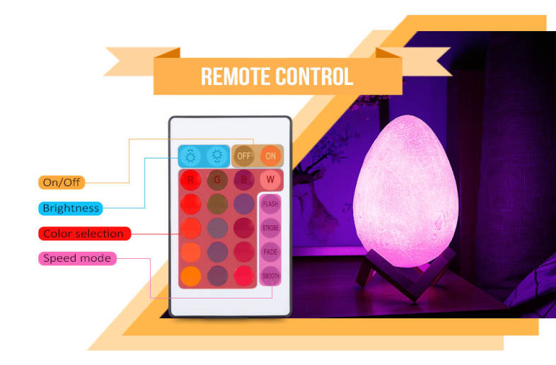 3D Printing Egg Light Romantic Night Lamp Remote Control for Bedroom