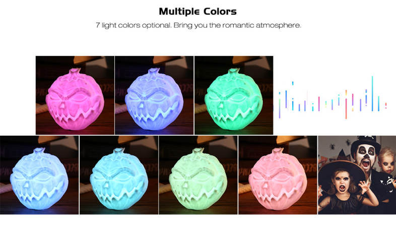 3D Printing Devil Pumpkin Face Light Pat Night Lamp for Halloween