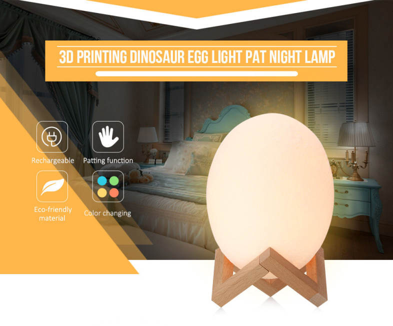 3D Printing Dinosaur Egg Light Pat Night Lamp Romantic 3 Colors 