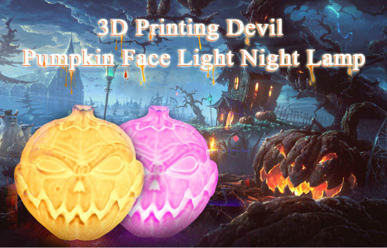3D Printing Devil Pumpkin Face Light Night Lamp Remote Control