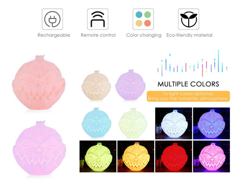 3D Printing Devil Pumpkin Face Light Night Lamp Remote Control