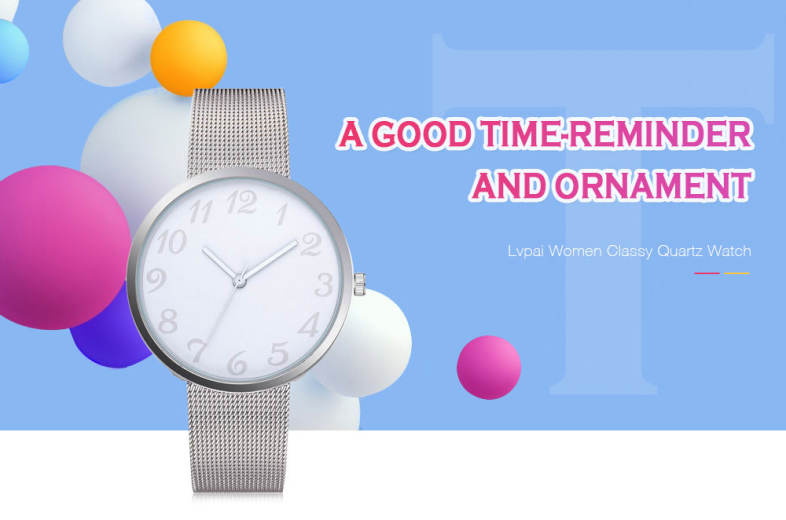 Lvpai P400 Women Quartz Wrist Watch Mesh Alloy Band Analog 