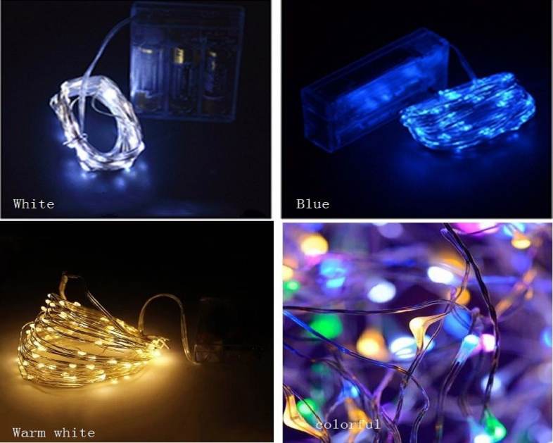 10M 100-LED Silver Wire Strip Light Battery Operated Fairy Lights Garlands Christmas Holiday Wedding Party 1PC