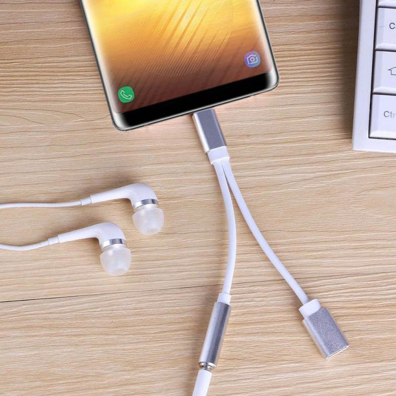 2 in 1 USB C Type C to 3.5mm Headphone Audio Aux Jack / Charge Adapter Cable