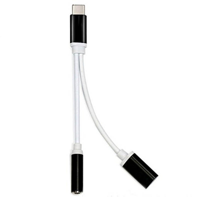 2 in 1 USB C Type C to 3.5mm Headphone Audio Aux Jack Charge Adapter Cable Converter for Xiaomi Mi 6 / Motorola Moto Z