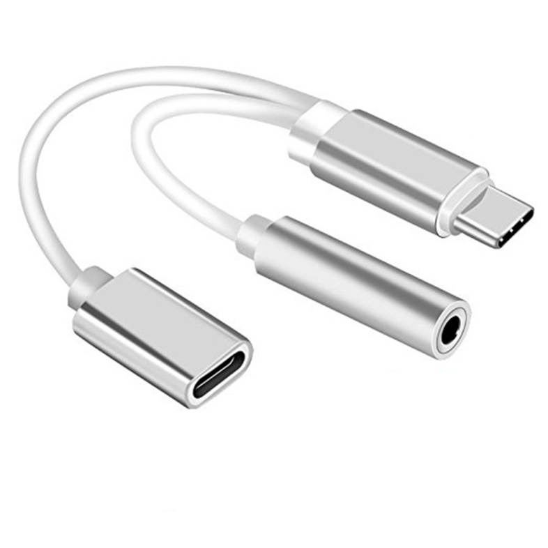 2 in 1 USB C Type C to 3.5mm Headphone Audio Aux Jack Charge Adapter Cable Converter for Xiaomi Mi 6 / Motorola Moto Z