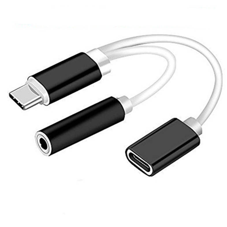 2 in 1 USB C Type C to 3.5mm Headphone Audio Aux Jack Charge Adapter Cable Converter for Xiaomi Mi 6 / Motorola Moto Z