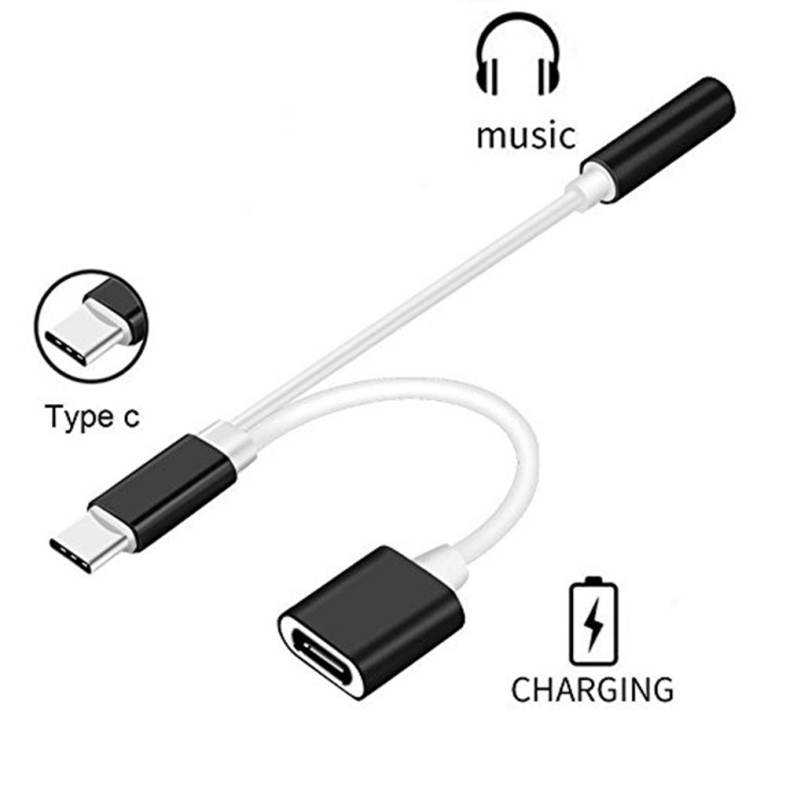 2 in 1 USB C Type C to 3.5mm Headphone Audio Aux Jack Charge Adapter Cable Converter for Xiaomi Mi 6 / Motorola Moto Z