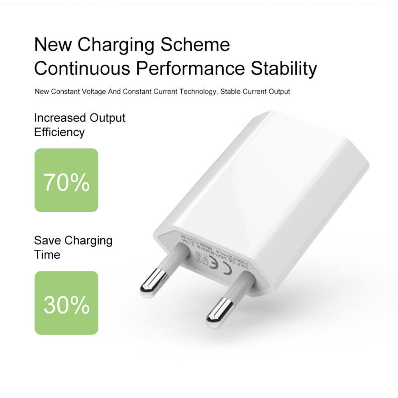 2 in 1 8 Pin Cable with Portable Travel Wall Charger Adapter EU Plug for iPhone