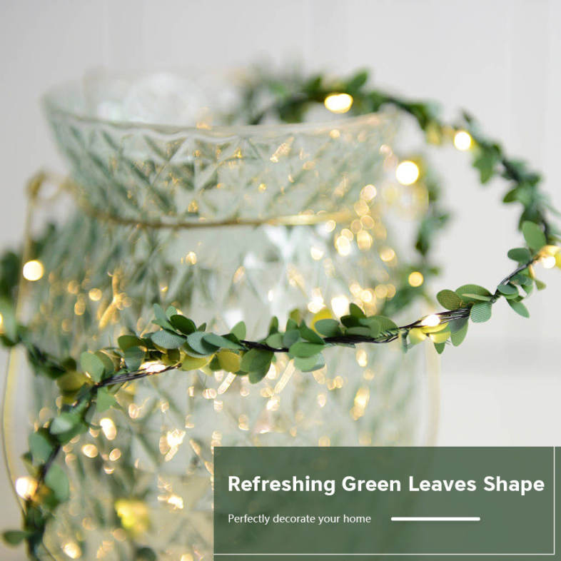 5M 50 LEDs Green Leaves String Light for Party Wall Window