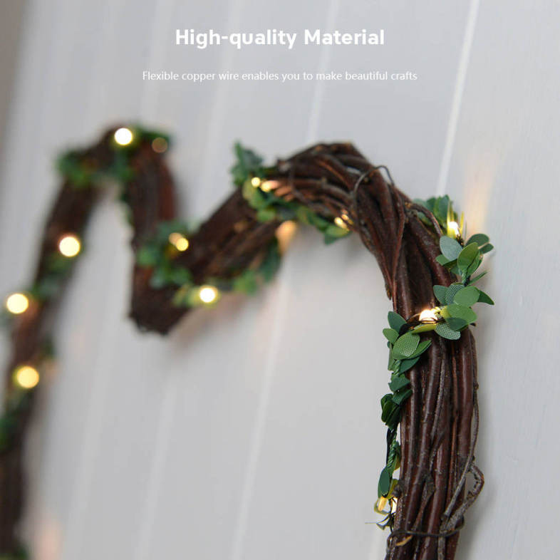 5M 50 LEDs Green Leaves String Light for Party Wall Window