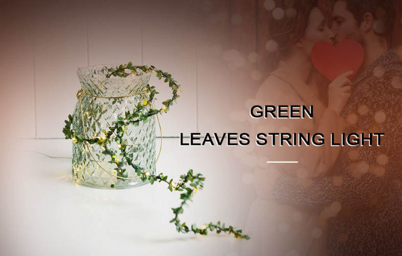 3M 30 LEDs Green Leaves String Light for Party Wall Window Home