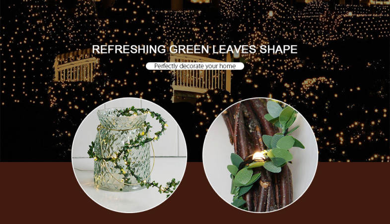 3M 30 LEDs Green Leaves String Light for Party Wall Window Home