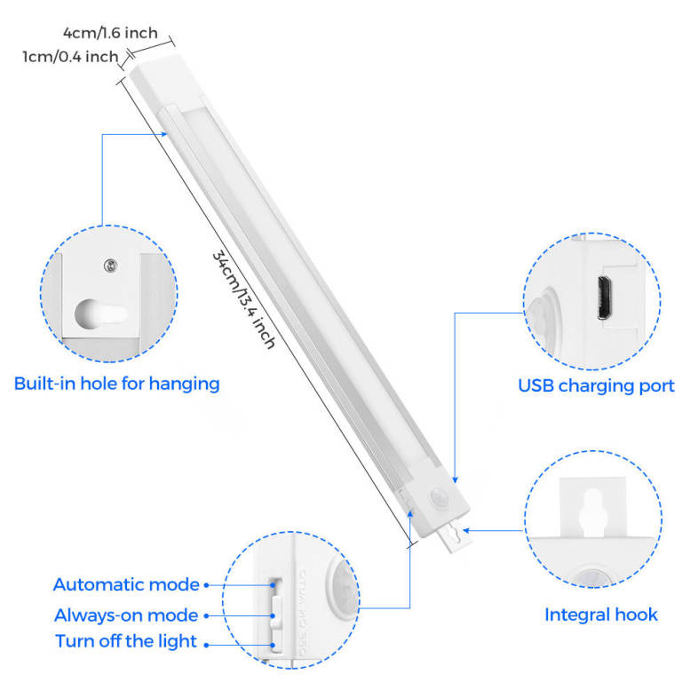 2pcs TDL - 7119 Automatic LED Lights Rechargeable Hook Sticker