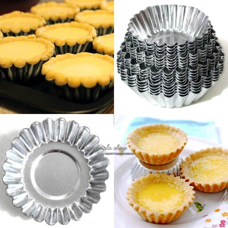 6PCS Aluminum Thick Lace Round Egg Tart Bake Cake Mold