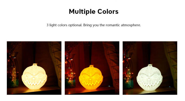 3D Printing Devil Pumpkin Face Light Patting Night Lamp for Halloween
