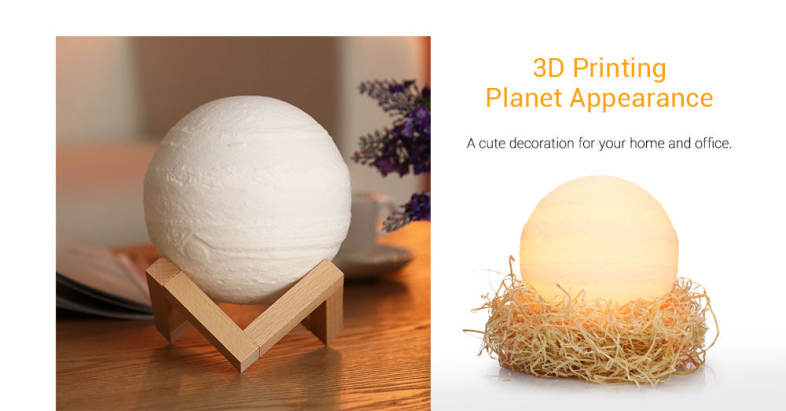 3D Printing Planet Lamp Night Light Remote Control for Bedroom