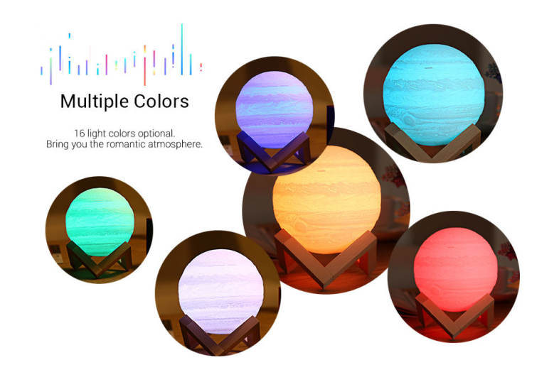 3D Printing Planet Lamp Night Light Remote Control for Bedroom