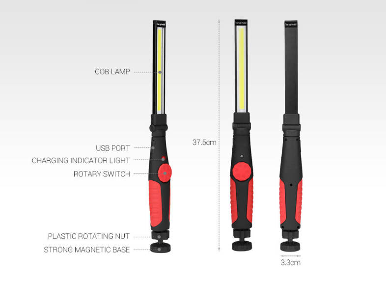 Portable COB Working Inspection Light Maintenance Flashlight