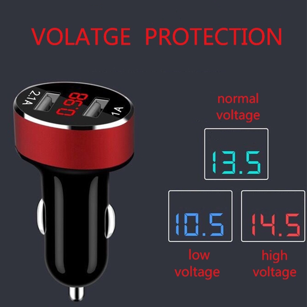 USB 3.0 Car Charger Adapter Dual Port Dual USB Charge LED Display