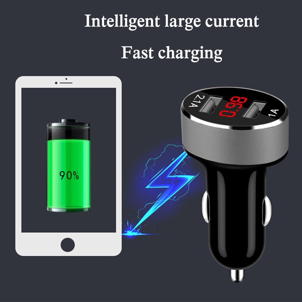 USB 3.0 Car Charger Adapter Dual Port Dual USB Charge LED Display