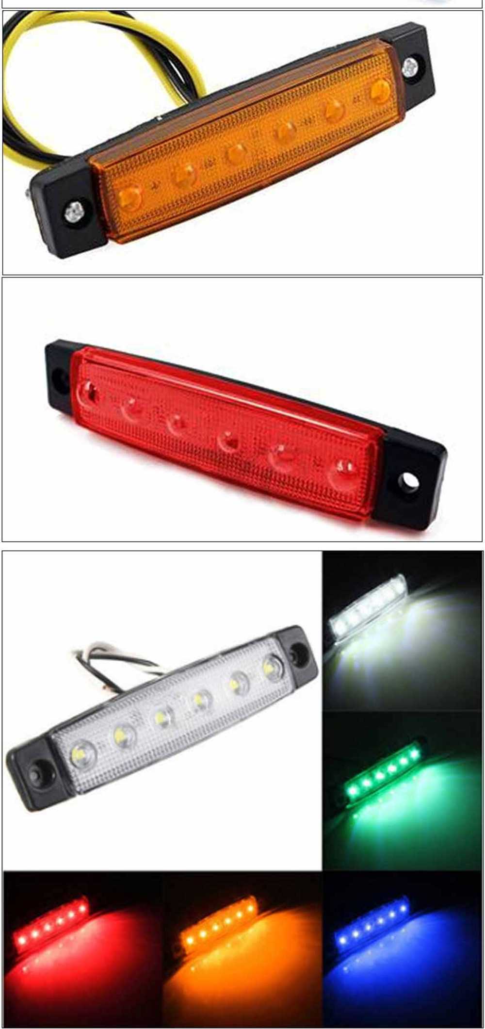 YWXLight 6 LED Car Truck Bus Lorry Trailer Side Marker Indicators Light DC 12V