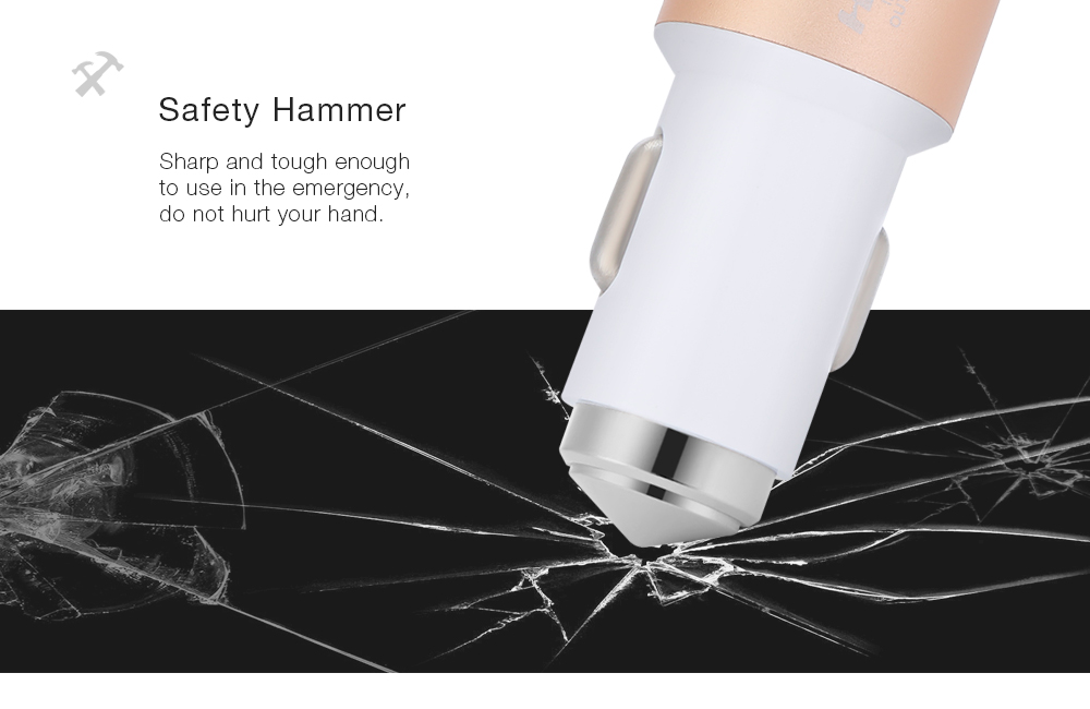 HSC YC25 Car Charger 3.1A Dual USB Safety Hammer Multiple Protections 